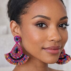 Kay Lee Pink Beaded Colorful Earrings New